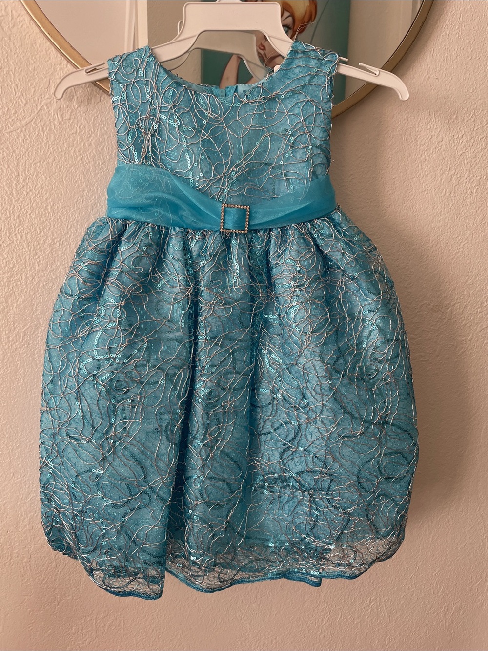 Sparkle Organza Girls' Party Dress in Teal